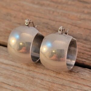 Sterling Extra Wide Rounded Hoop Earrings